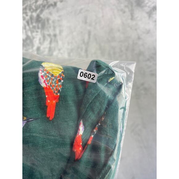 Anthropologie Postmark Forest Fete Scoop Neck Bird Print Top Medium 3/4 Sleeve - Picture 13 of 13